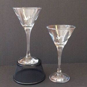 GREY GOOSE Vodka Etched Logo Pair of Martini Cocktail Glasses